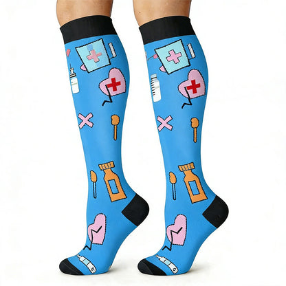 Plusock Medical Print Outdoor Running Compression Socks(6 Pairs) - image 5