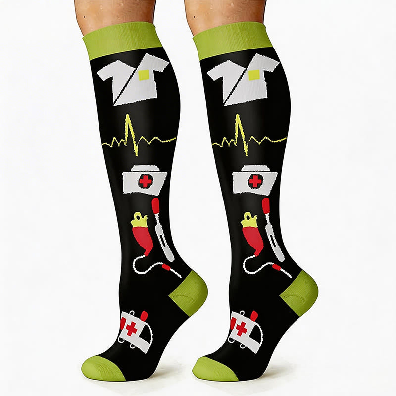 Plusock Medical Print Outdoor Running Compression Socks(6 Pairs) - image 1
