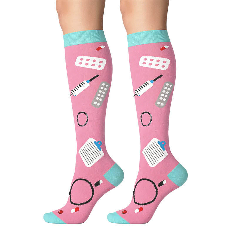 Plusock Medical Print Outdoor Running Compression Socks(6 Pairs) - image 3