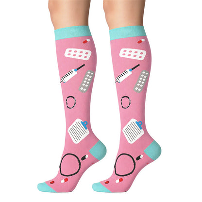 Plusock Medical Print Outdoor Running Compression Socks(6 Pairs) - image 3