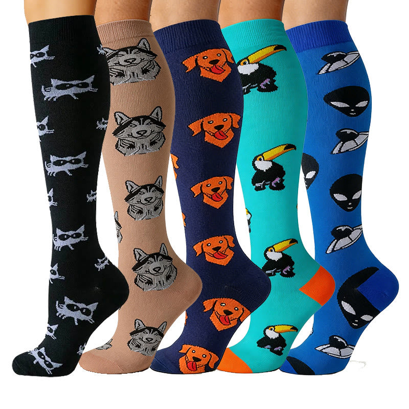 Plusock Alien Dog Cat Compression Socks(5 Pairs) - image 1