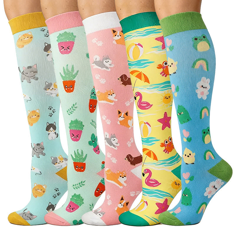 Plusock Cute Animals Compression Socks(5 Pairs) - image 1