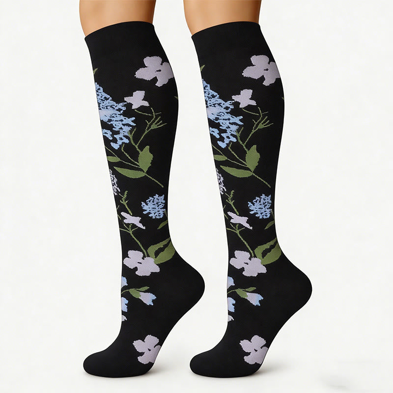 Plusock Flower Pattern Compression Socks(3 Pairs) - image 4