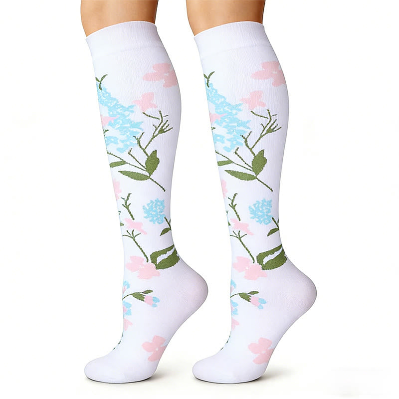 Plusock Flower Pattern Compression Socks(3 Pairs) - image 2