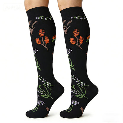 Plusock Flower Pattern Compression Socks(3 Pairs) - image 3