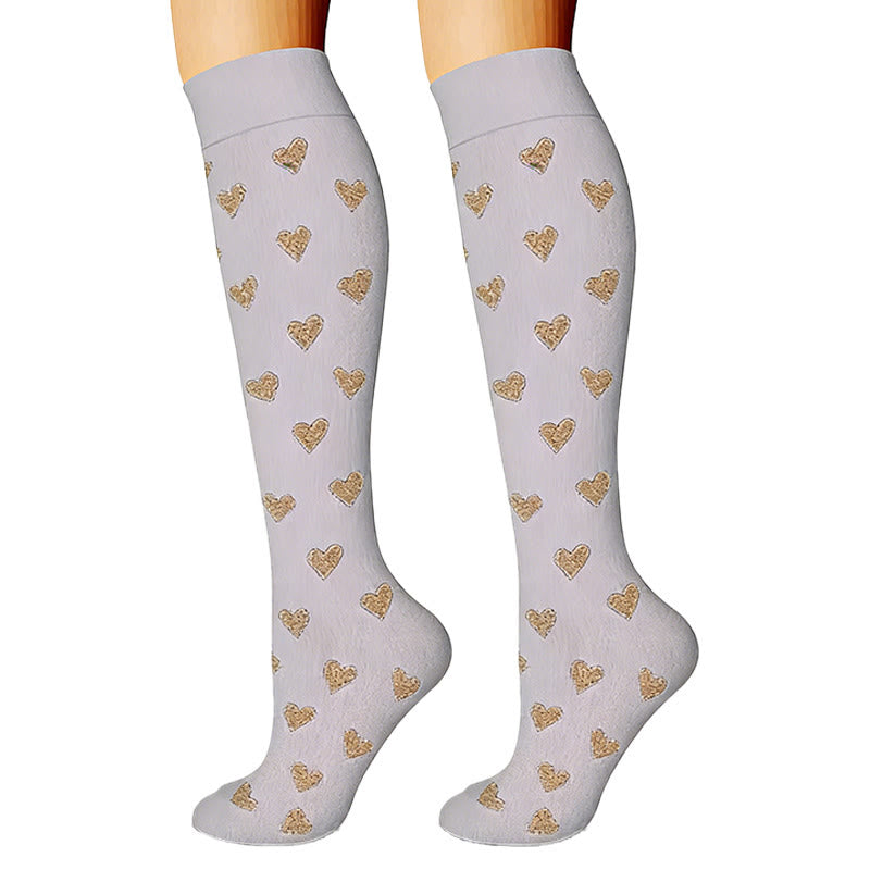 Plusock Heart Polka Dot Stripes Compression Socks(6 Pairs) - image 5
