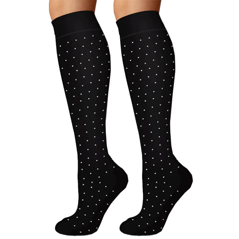 Plusock Heart Polka Dot Stripes Compression Socks(6 Pairs) - image 1