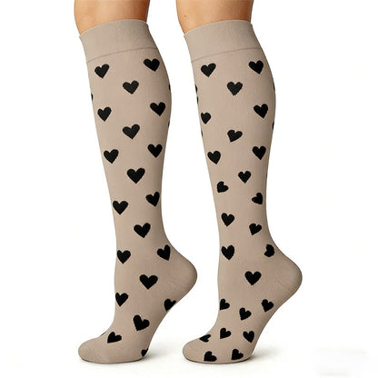 Plusock Heart Polka Dot Stripes Compression Socks(6 Pairs) - image 3