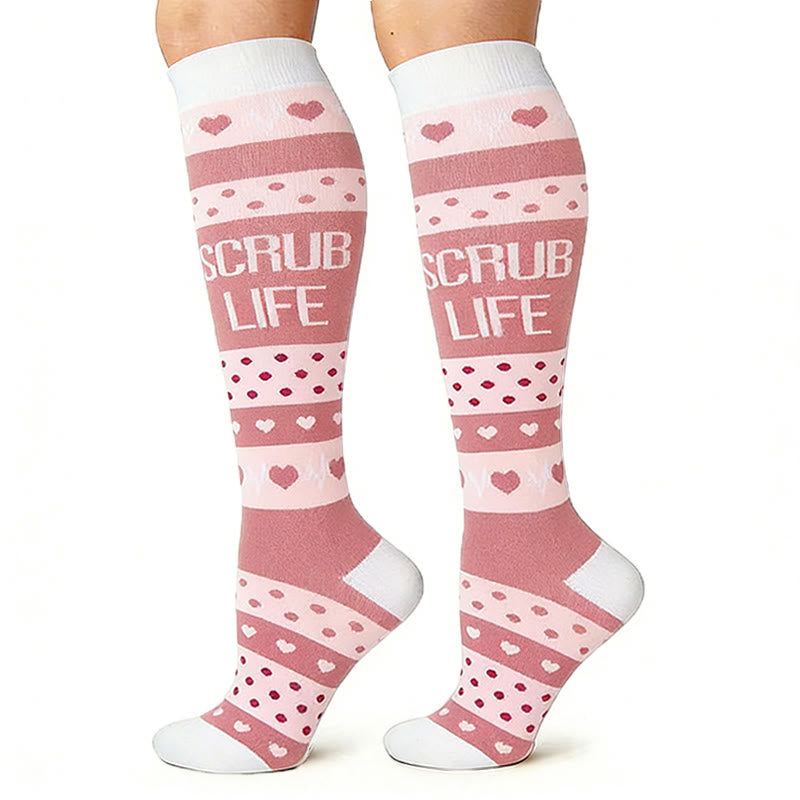 Plusock Pink ECG Heart Compression Socks(3 Pairs) - image 3