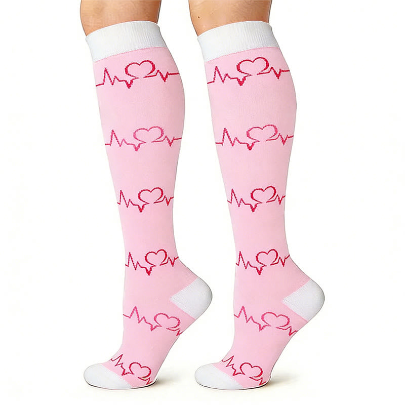 Plusock Pink ECG Heart Compression Socks(3 Pairs) - image 2
