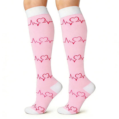 Plusock Pink ECG Heart Compression Socks(3 Pairs) - image 2