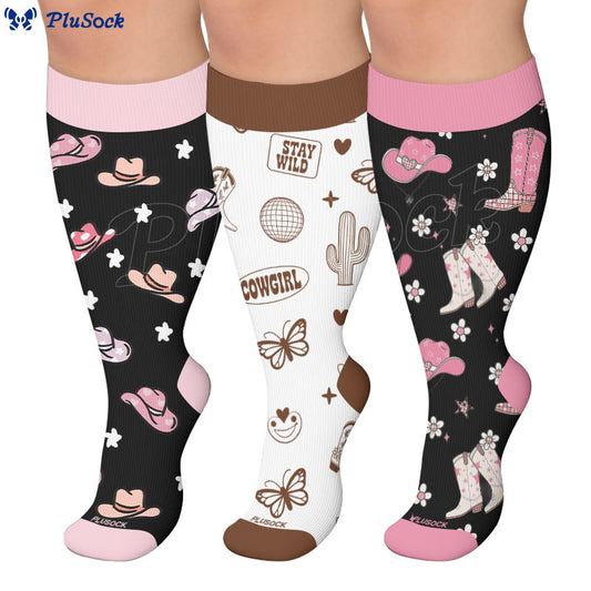 Plusock Plus Size Pink Boots Hats Compression Socks - image 0