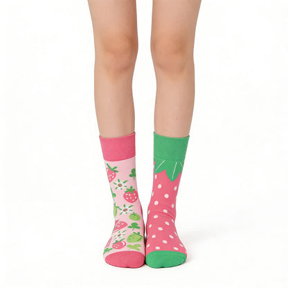 Plusock Playful Strawberry Patch Quarter Socks - Pink - EU36-43(US3-10) - image 0