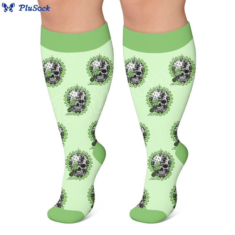 Plusock Plus Size Skull Combination Print Compression Socks - image 2