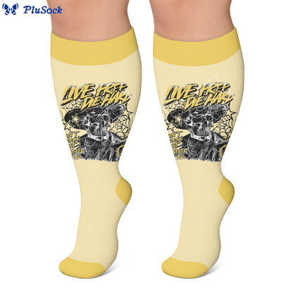 Plusock Plus Size Skull Combination Print Compression Socks - image 3