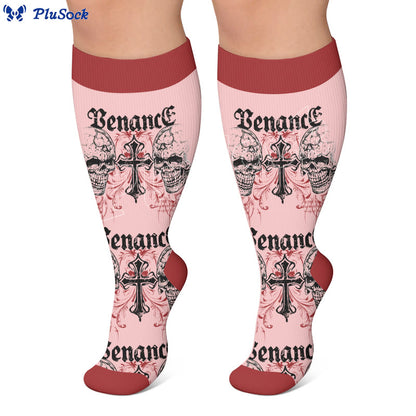 Plusock Plus Size Skull Combination Print Compression Socks - image 4