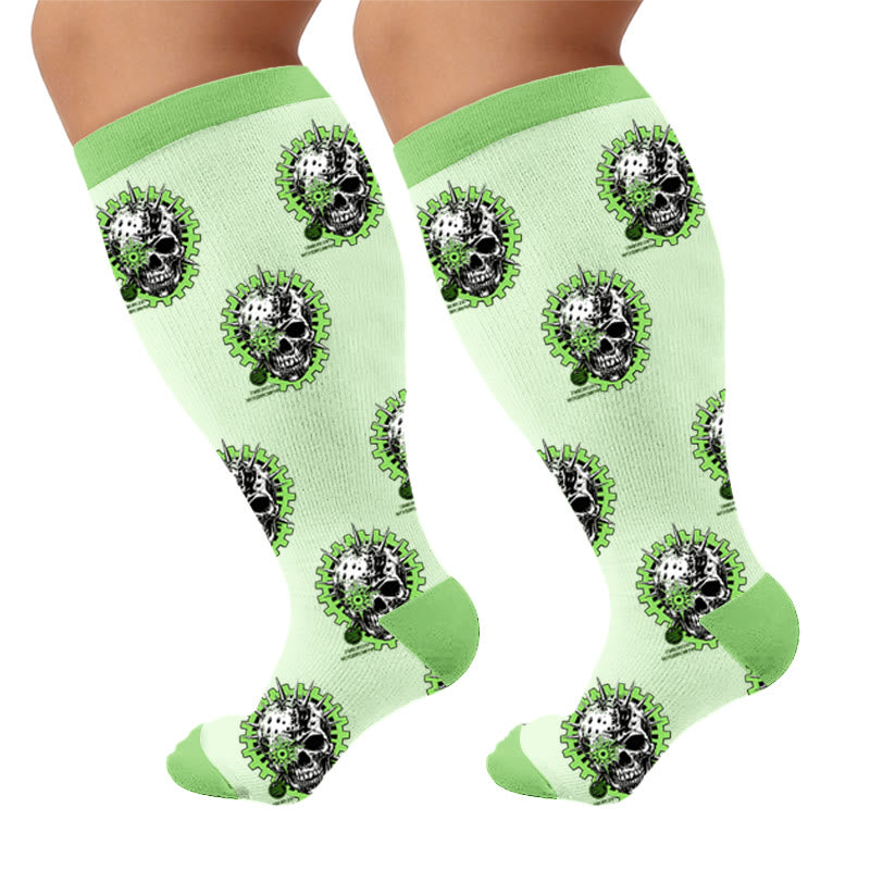 Plusock Plus Size Skull Combination Print Compression Socks - Fantasy(1 Pair) - 4XL - image 5