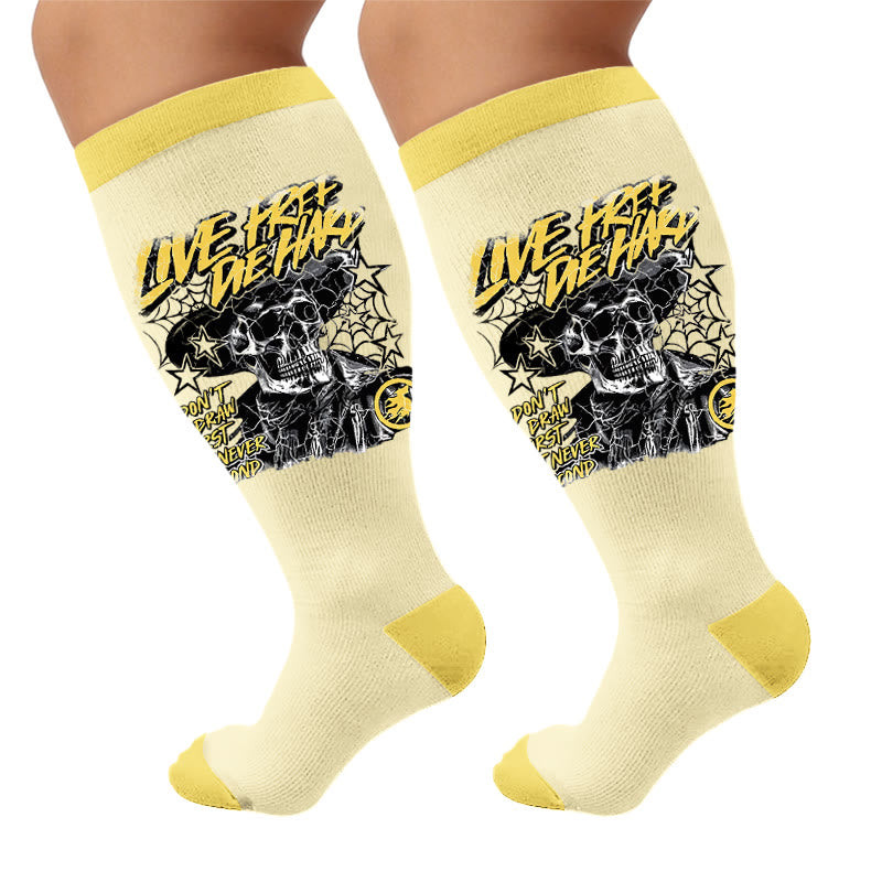 Plusock Plus Size Skull Combination Print Compression Socks - Declaration(1 Pair) - 4XL - image 6