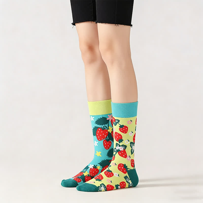 Plusock Strawberry Mismatch Quarter Socks - image 0