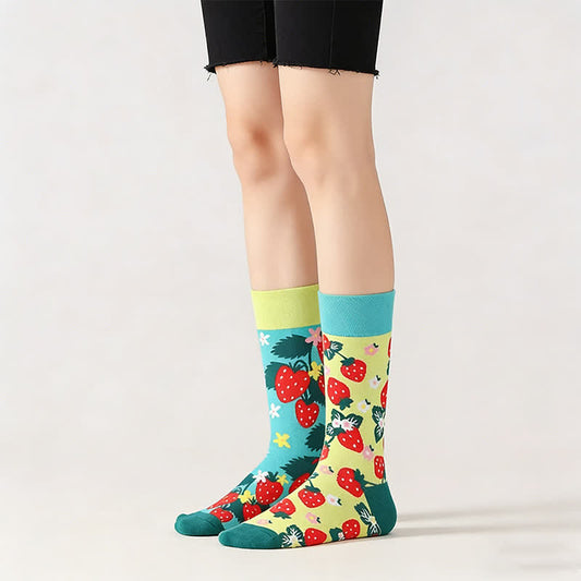 Plusock Strawberry Mismatch Quarter Socks - image 0
