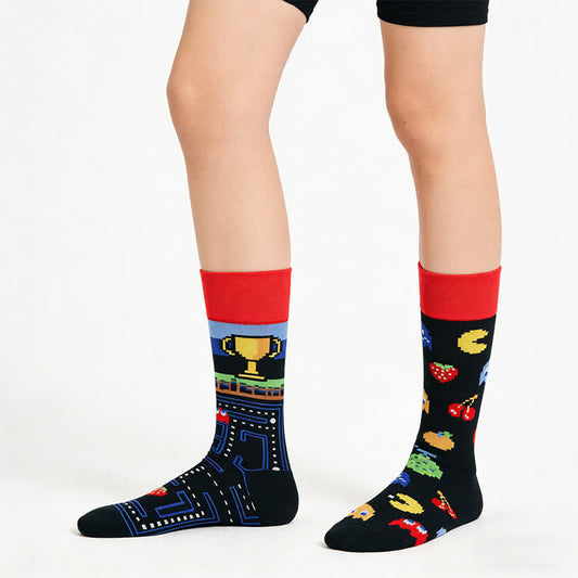 Plusock Pixel Fruit Trophy Quarter  Socks - Black - EU35-43(US2-10) - image 0