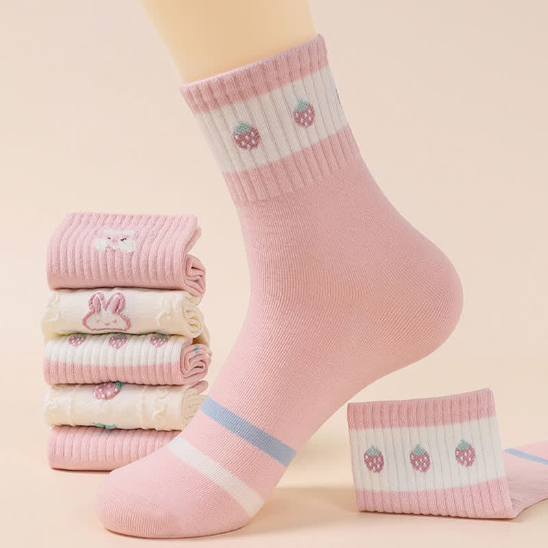 Plusock Easter Bunny Cotton Quarter Socks(5 Pairs) - image 1