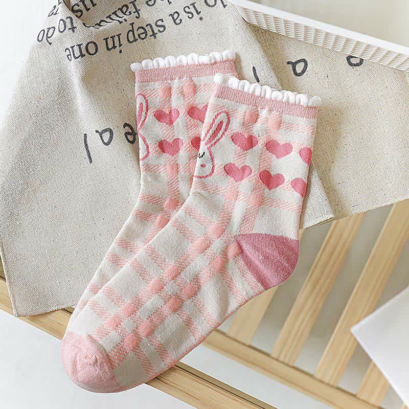 Plusock Cute Rabbit Quarter Socks(5 Pairs) - image 3