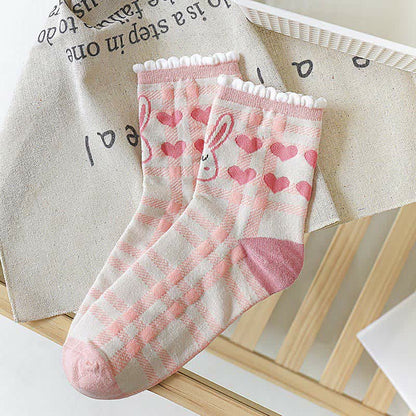 Plusock Cute Rabbit Quarter Socks(5 Pairs) - image 3