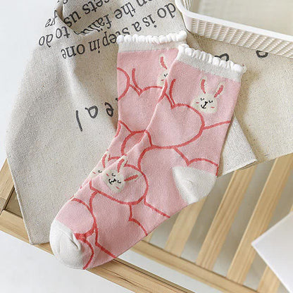 Plusock Cute Rabbit Quarter Socks(5 Pairs) - image 5