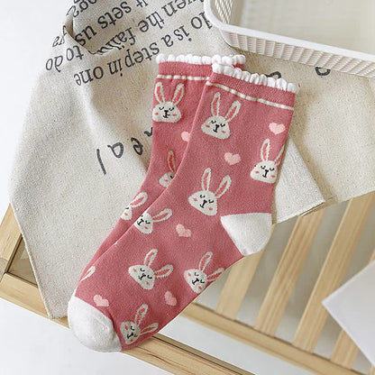 Plusock Cute Rabbit Quarter Socks(5 Pairs) - image 6