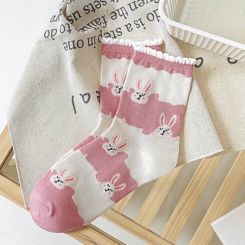 Plusock Cute Rabbit Quarter Socks(5 Pairs) - image 7
