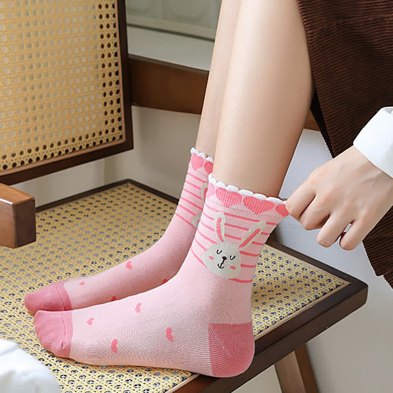 Plusock Cute Rabbit Quarter Socks(5 Pairs) - image 2