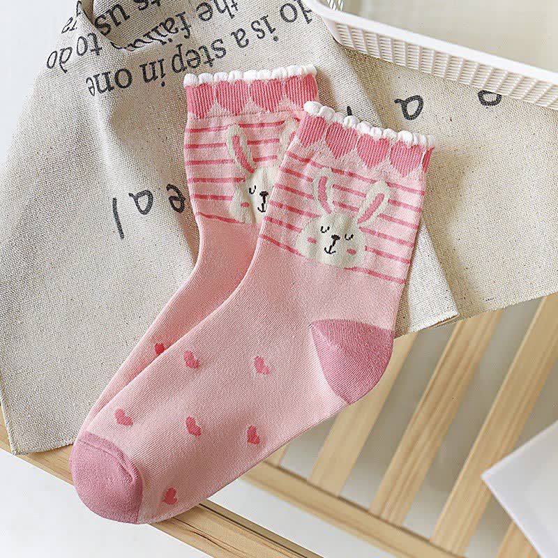 Plusock Cute Rabbit Quarter Socks(5 Pairs) - image 4