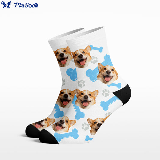 Plusock Bone Footprints Custom Dog Face Socks - image 0