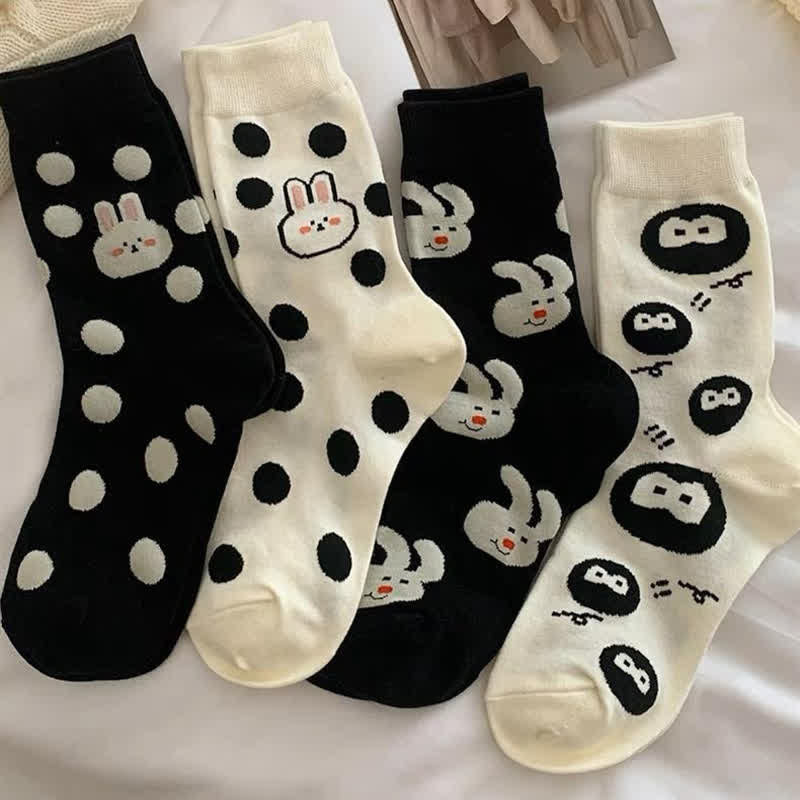Plusock Polka Dot Rabbit Quarter Socks(4 Pairs) - image 3