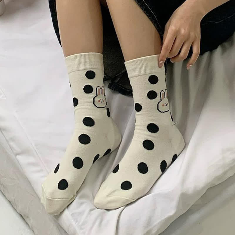 Plusock Polka Dot Rabbit Quarter Socks(4 Pairs) - image 2