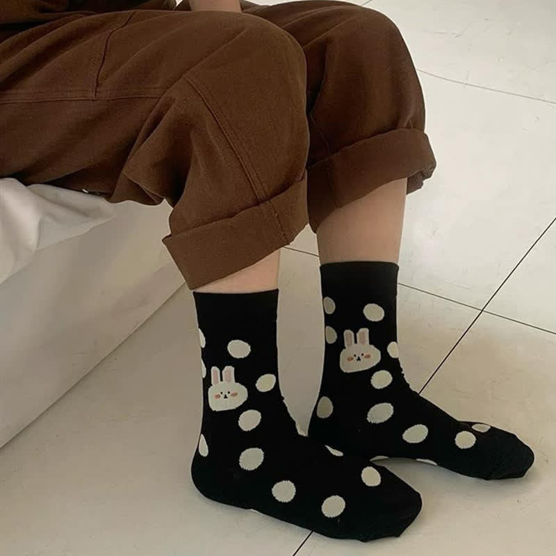 Plusock Polka Dot Rabbit Quarter Socks(4 Pairs) - image 1