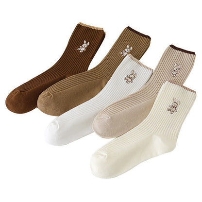 Plusock Rabbit Embroidered Quarter Socks(5 Pairs) - image 3