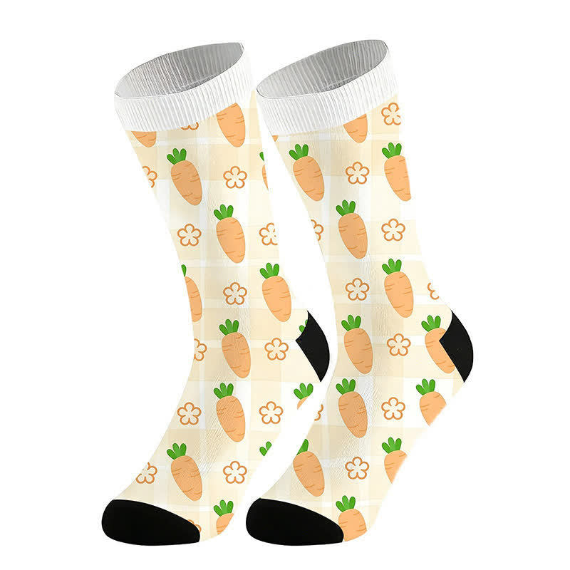 Plusock Carrot Print Quarter Socks(2 Pairs) - Beige - EU36-44(US3-110 - image 2