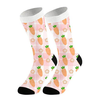 Plusock Carrot Print Quarter Socks(2 Pairs) - Pink - EU36-44(US3-110 - image 4