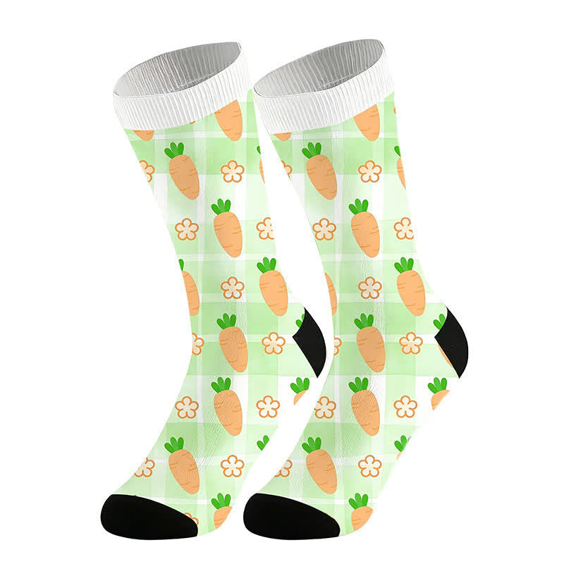 Plusock Carrot Print Quarter Socks(2 Pairs) - Green - EU36-44(US3-110 - image 6