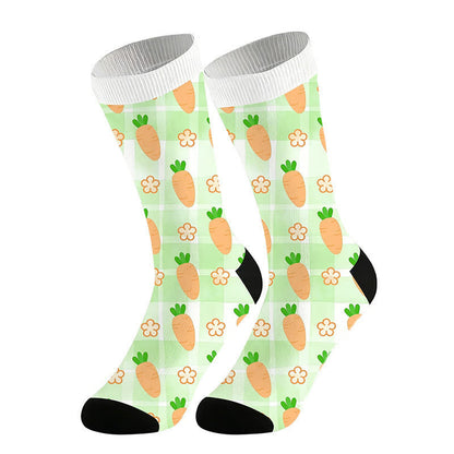 Plusock Carrot Print Quarter Socks(2 Pairs) - Green - EU36-44(US3-110 - image 6