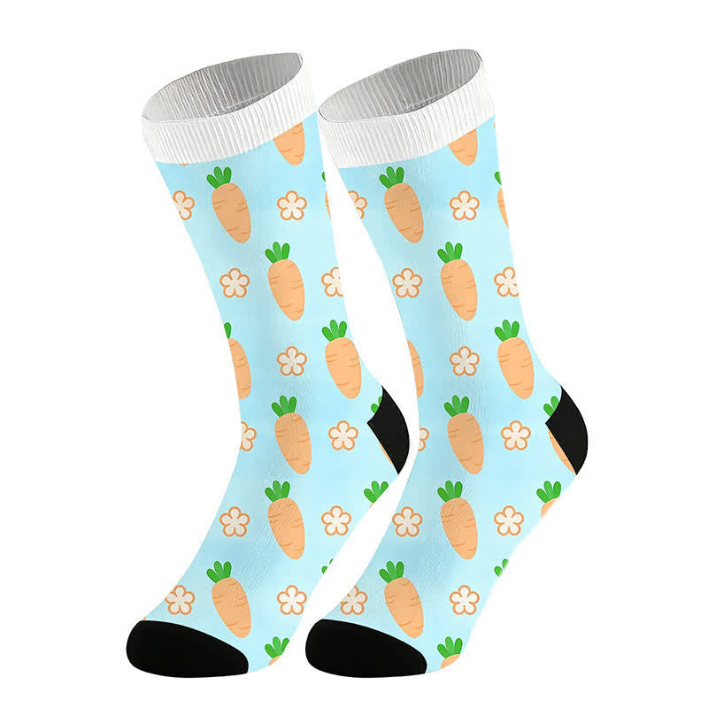 Plusock Carrot Print Quarter Socks(2 Pairs) - Blue - EU36-44(US3-110 - image 3