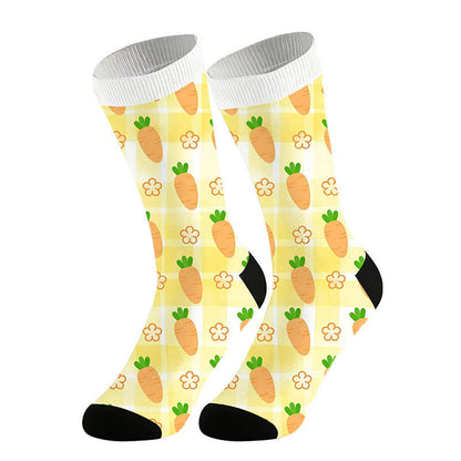 Plusock Carrot Print Quarter Socks(2 Pairs) - Yellow - EU36-44(US3-110 - image 5