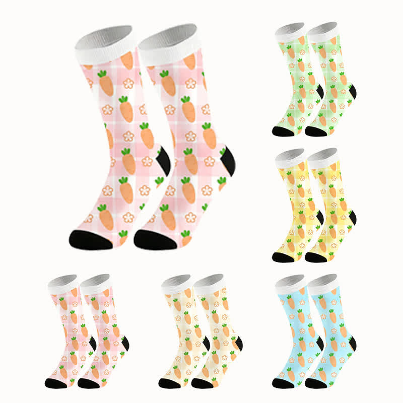 Plusock Carrot Print Quarter Socks(2 Pairs) - image 1