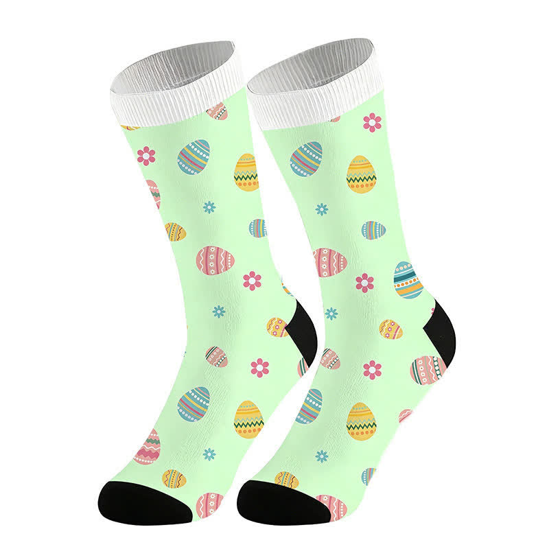Plusock Easter Egg Floral Quarter Socks(2 Pairs) - Green - EU36-44(US3-11) - image 3