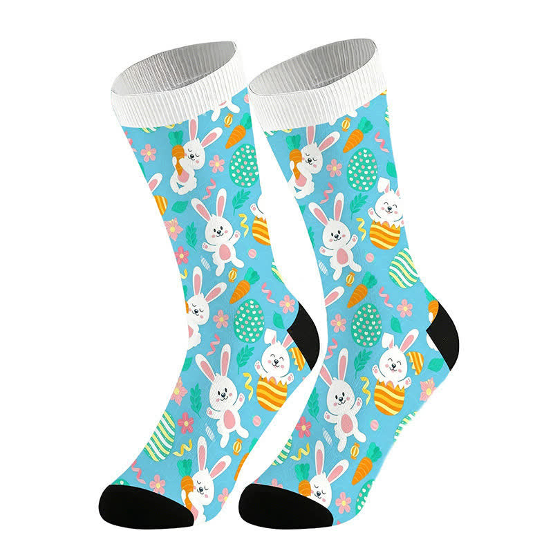 Plusock Easter Bunny Print Quarter Socks(2 Pairs) - Blue - EU36-44(US3-11) - image 6