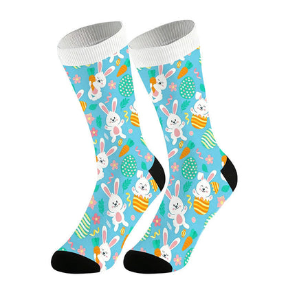 Plusock Easter Bunny Print Quarter Socks(2 Pairs) - Blue - EU36-44(US3-11) - image 6