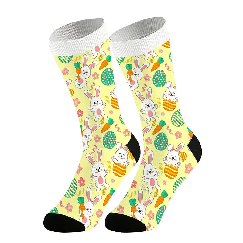Plusock Easter Bunny Print Quarter Socks(2 Pairs) - Yellow - EU36-44(US3-11) - image 3
