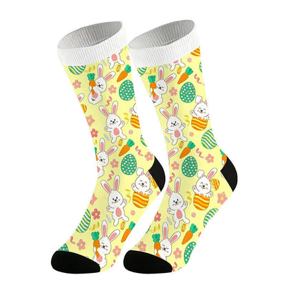 Plusock Easter Bunny Print Quarter Socks(2 Pairs) - Yellow - EU36-44(US3-11) - image 3
